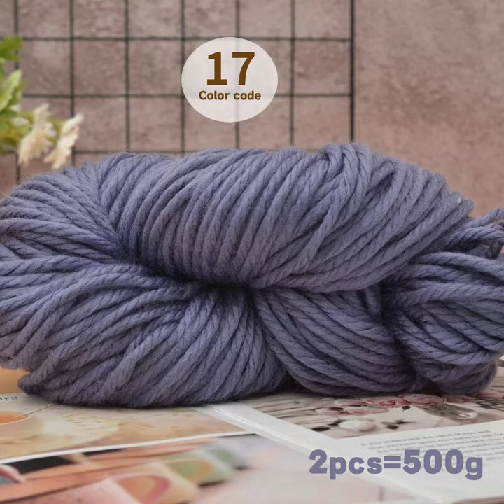 500g Extra Thick Polyester Yarn (2 Skeins) – Chunky Knitting Yarn for Sweaters, Hats, Cushions & DIY Crafts