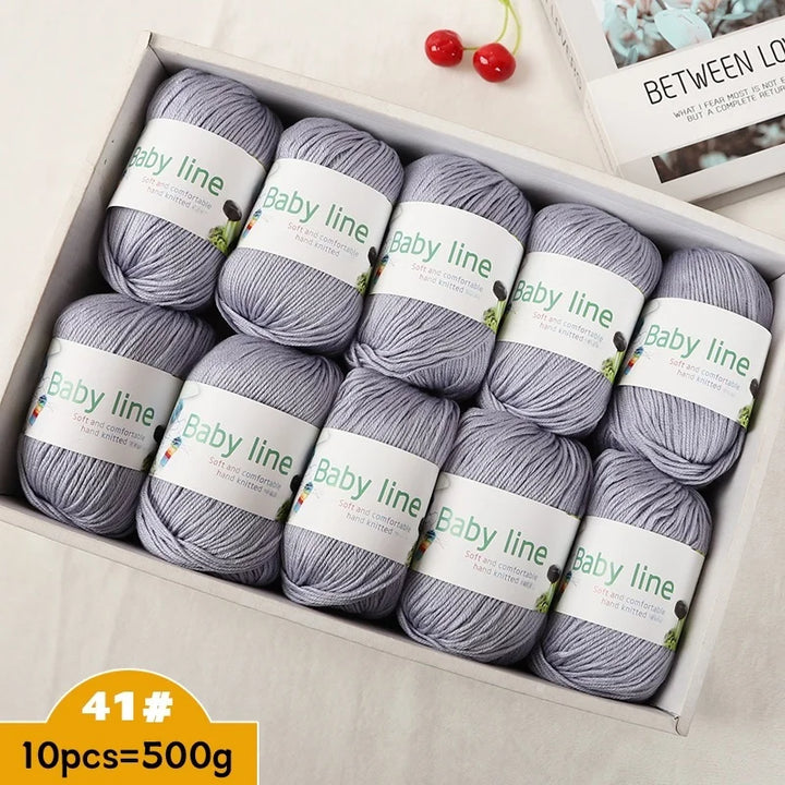 500g Soft Medium-Thick Knitting Yarn Set (10 Pieces) – Cozy Yarn for Sweaters, Hats, Scarves & Crochet Projects