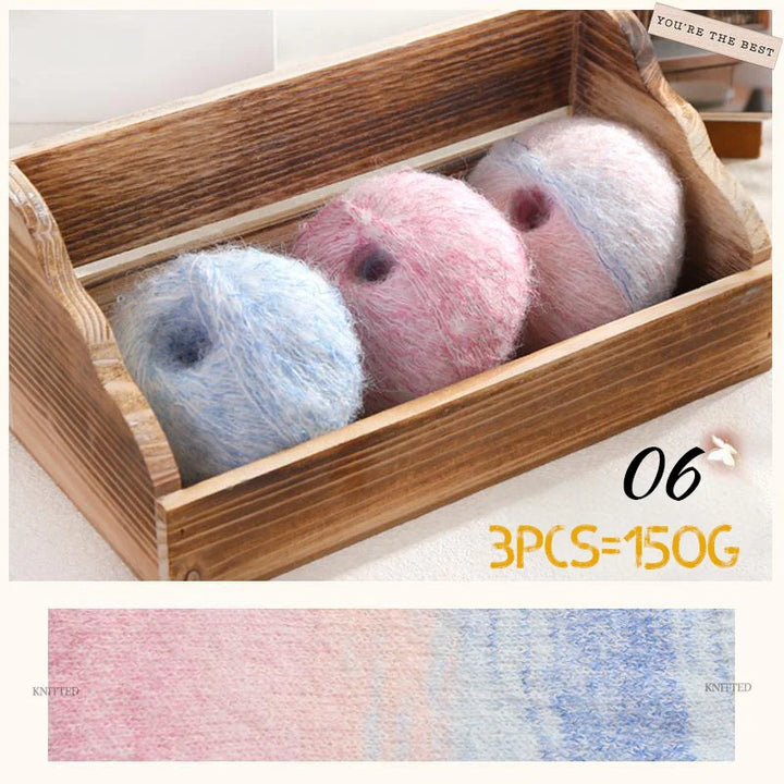 150g Premium Mohair Yarn – Tobacco Multi-Color Knitting Yarn (3 Pieces/Pack)