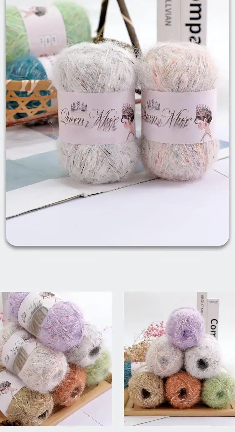 400g Multicolored Rainbow Alpaca Mohair Yarn – Soft Fluffy Knitting Yarn for Sweaters & Shawls (8 Pieces/Bag)