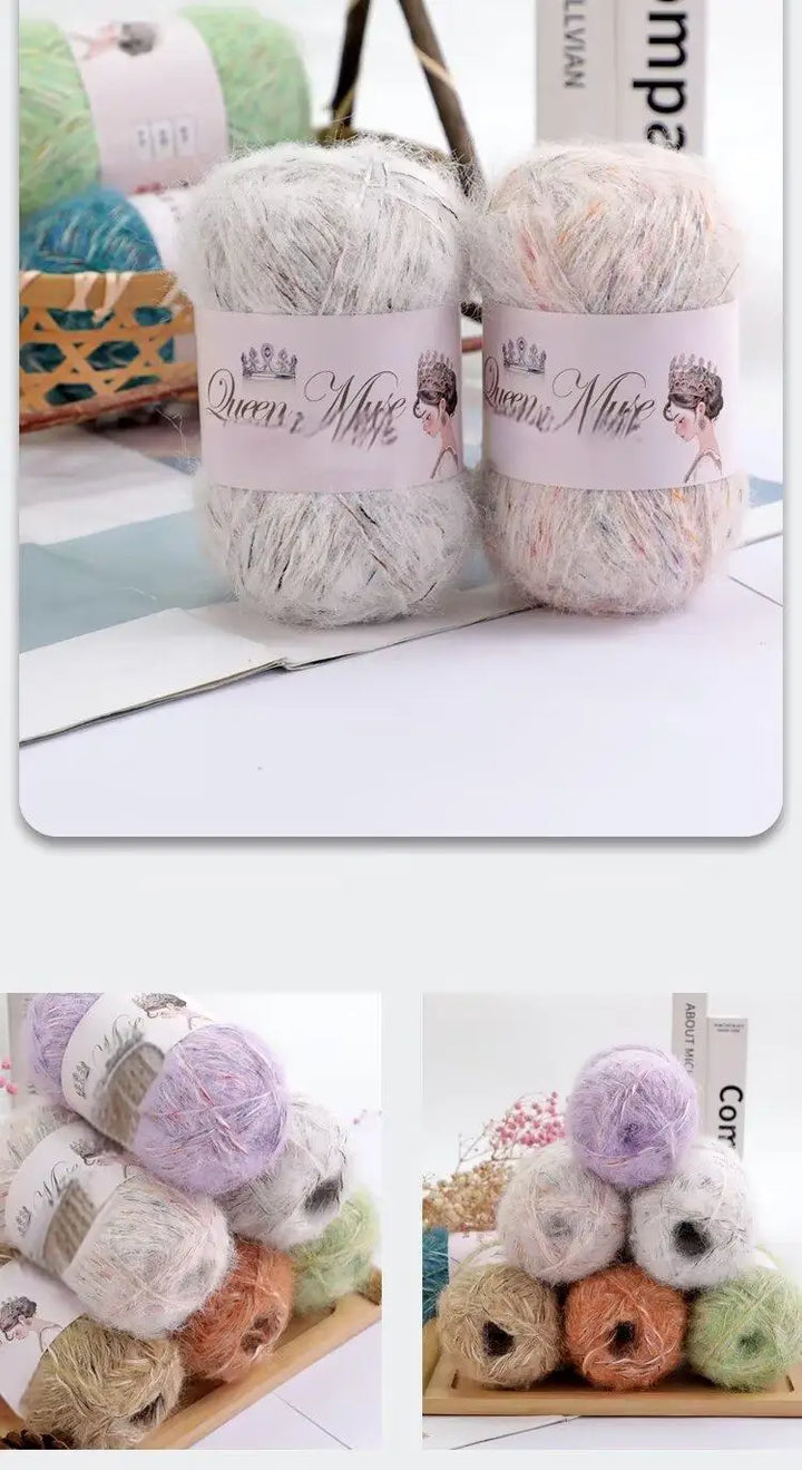 400g Multicolored Rainbow Alpaca Mohair Yarn – Soft Fluffy Knitting Yarn for Sweaters & Shawls (8 Pieces/Bag)