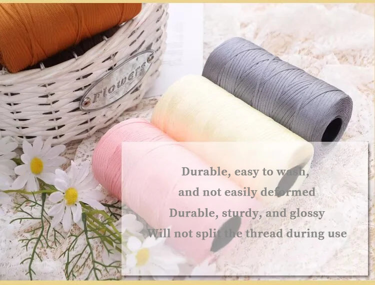 250g Lightweight Flat Ribbon Yarn – Hollow Crochet Yarn for Summer Hats, Bags & DIY Crafts