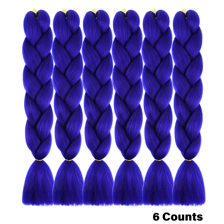 Ombre Crochet Braiding Hair – 6 Packs Synthetic Colorful Extensions for Women & Girls | High-Temperature Fiber