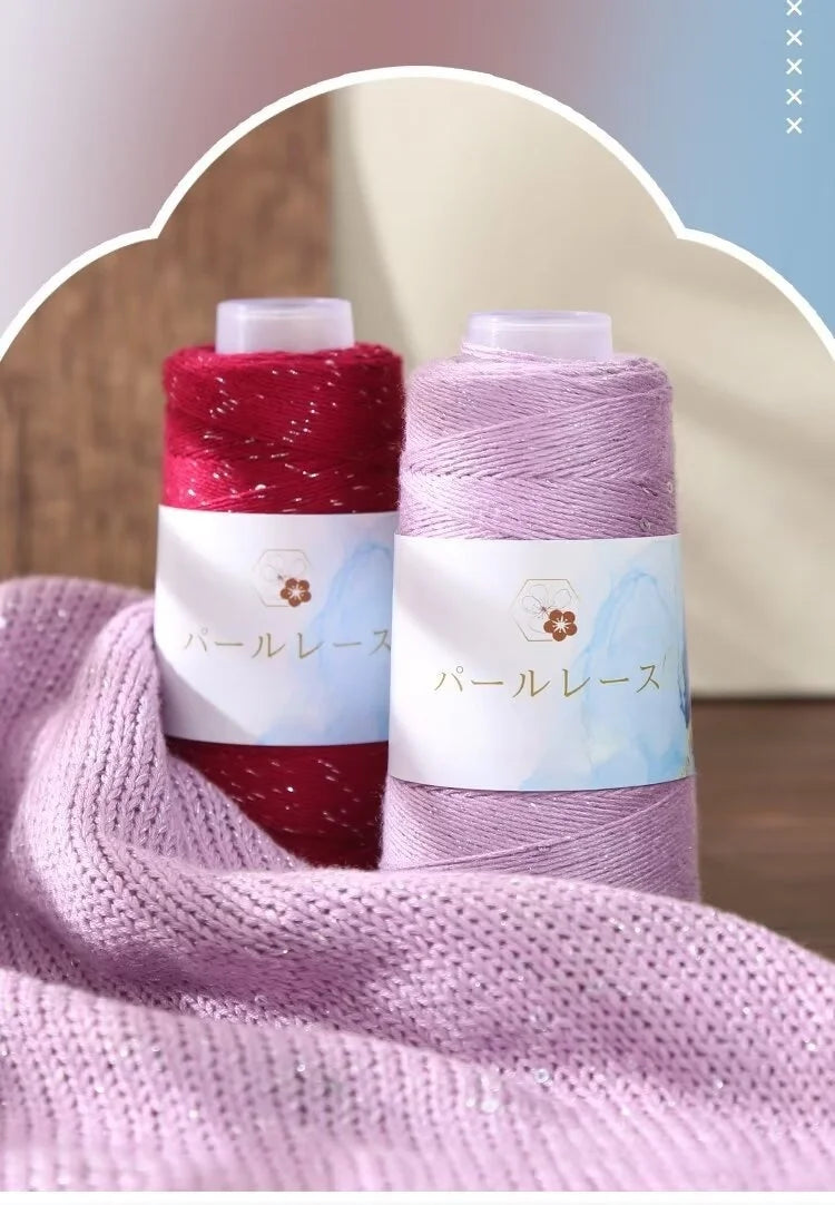 150g Bamboo Fiber & Linen Yarn with Sequins (3 Pieces) – Medium-Fine Yarn for Sweaters, Hats, Gloves & DIY Crafts