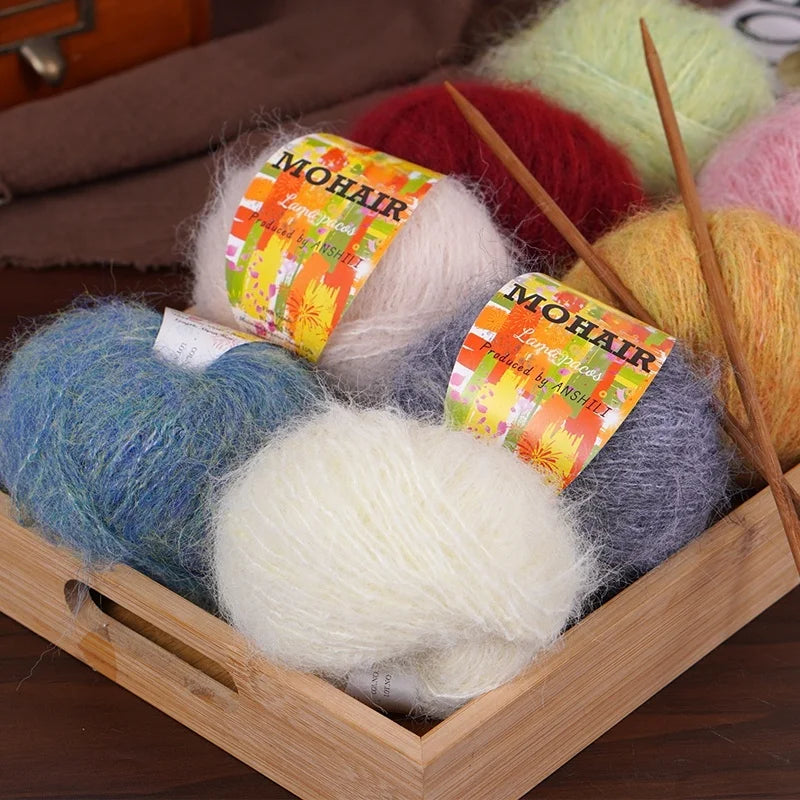 Colorful Long-Haired Mohair Yarn – Gradient Dyed Soft Knitting Yarn for Sweaters, Scarves, Hats & DIY Crafts