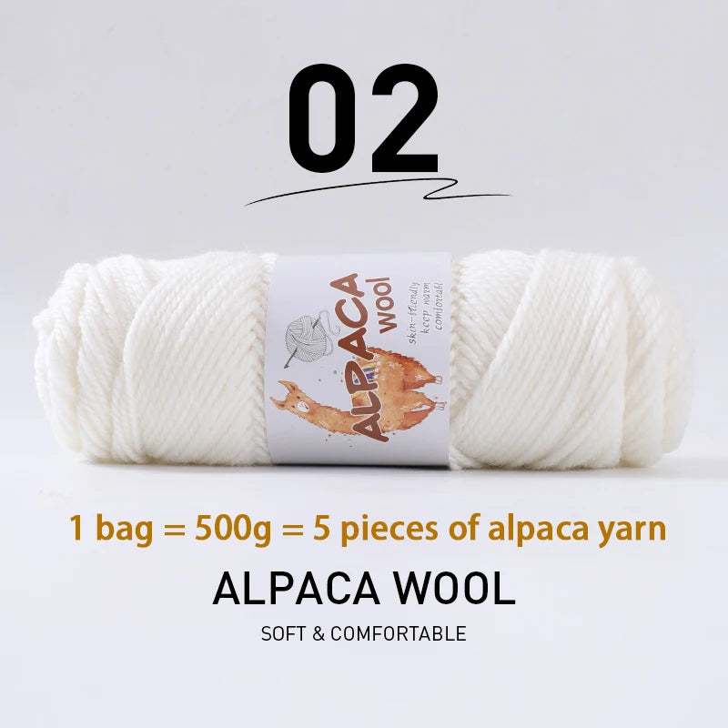 500g Thick Alpaca Wool Yarn Set (5 Skeins) – Soft Warm Knitting Yarn for Sweaters, Scarves, Hats & Winter Crafts