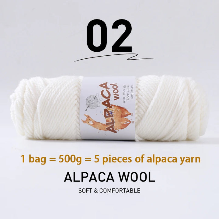 500g Thick Alpaca Wool Yarn Set (5 Skeins) – Soft Warm Knitting Yarn for Sweaters, Scarves, Hats & Winter Crafts