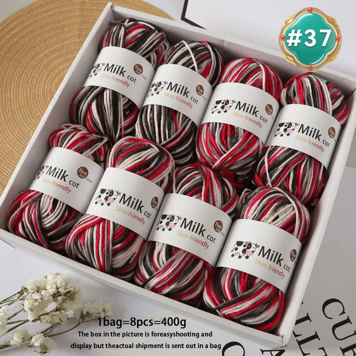 Colorful 5-Strand Gradient Yarn – Multi-Color Segment-Dyed Knitting Yarn for Sweaters, Hats, Scarves & DIY Crafts
