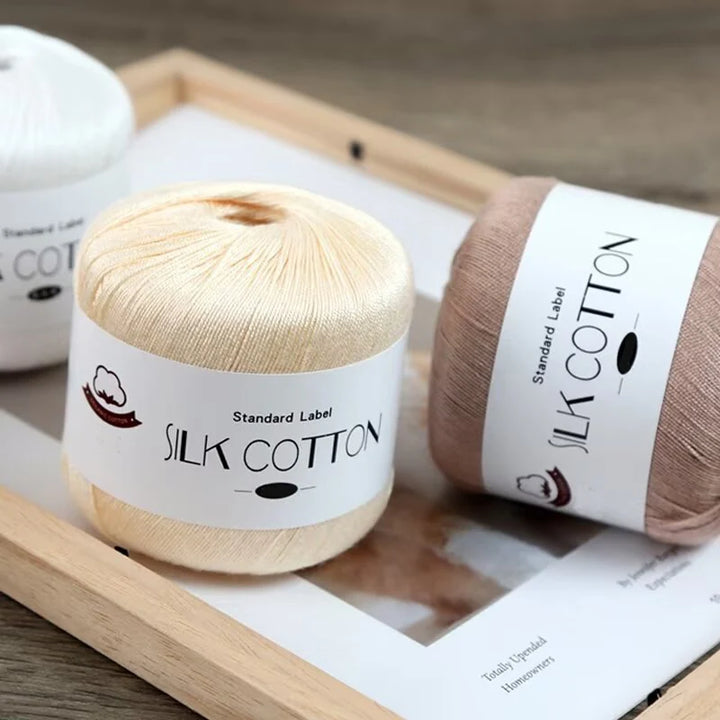 200g Pure Silk Cotton Thread – 100% Cotton Fine Yarn for Hand-Knitted Shawls, Sweaters & Hats