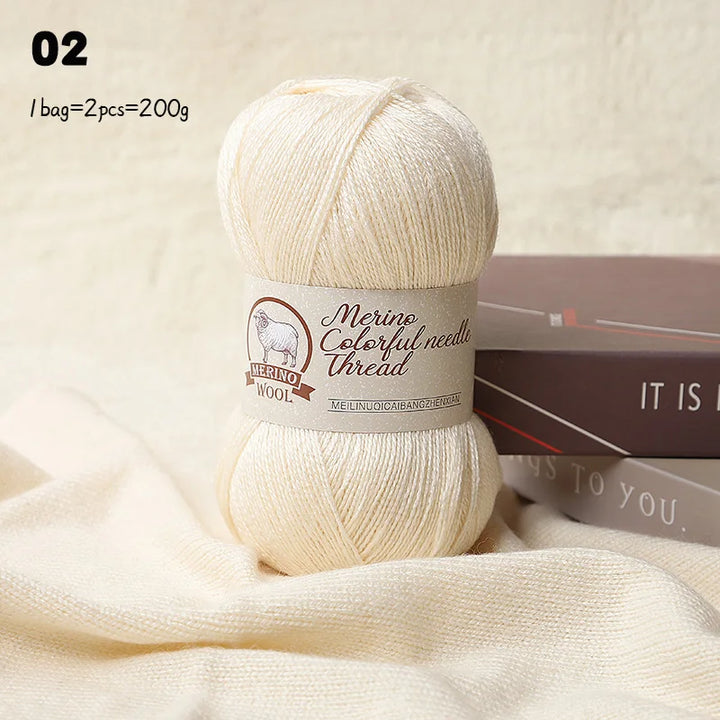 Solid Color Medium-Thick Cashmere Blend Yarn – Soft Luxury Yarn for Sweaters, Scarves & Handmade Crafts