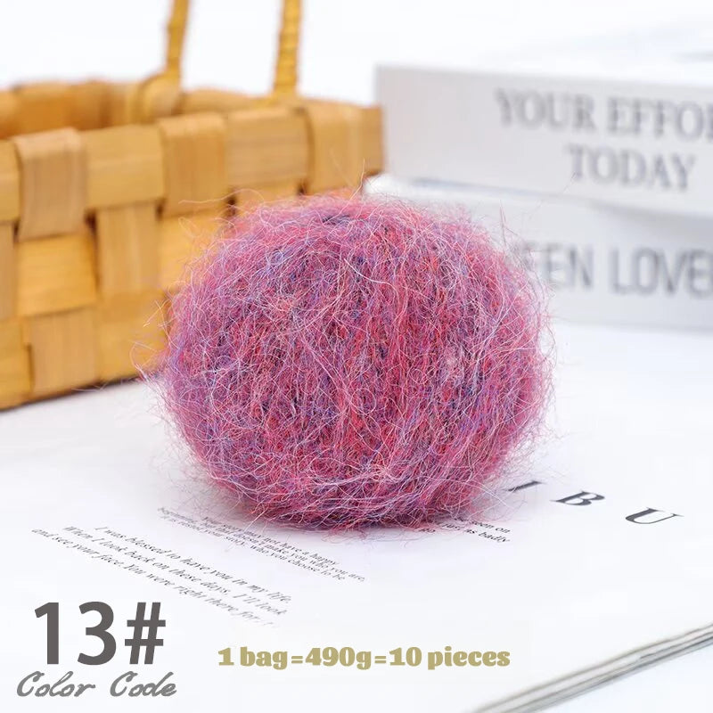 250g Long-Haired Mohair Yarn – Soft Fluffy Knitting Yarn for Sweaters, Scarves & Coats (10 Pieces/Bag)