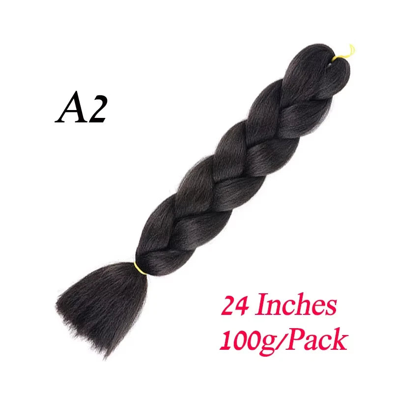24 Inch Pre-Stretched Jumbo Braiding Hair – Synthetic Kanekalon Extensions for African Braids (100g) 444