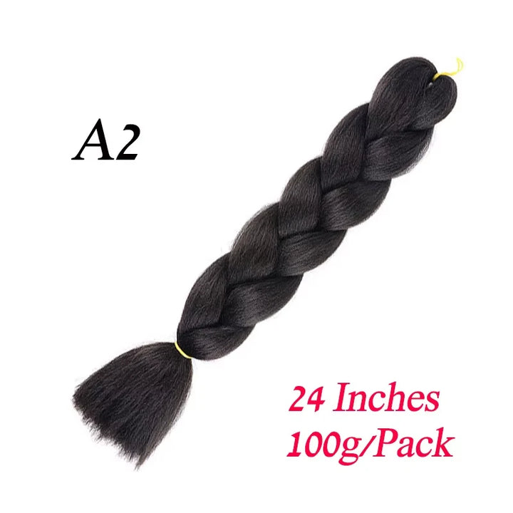 24 Inch Pre-Stretched Jumbo Braiding Hair – Synthetic Kanekalon Extensions for African Braids (100g) 444