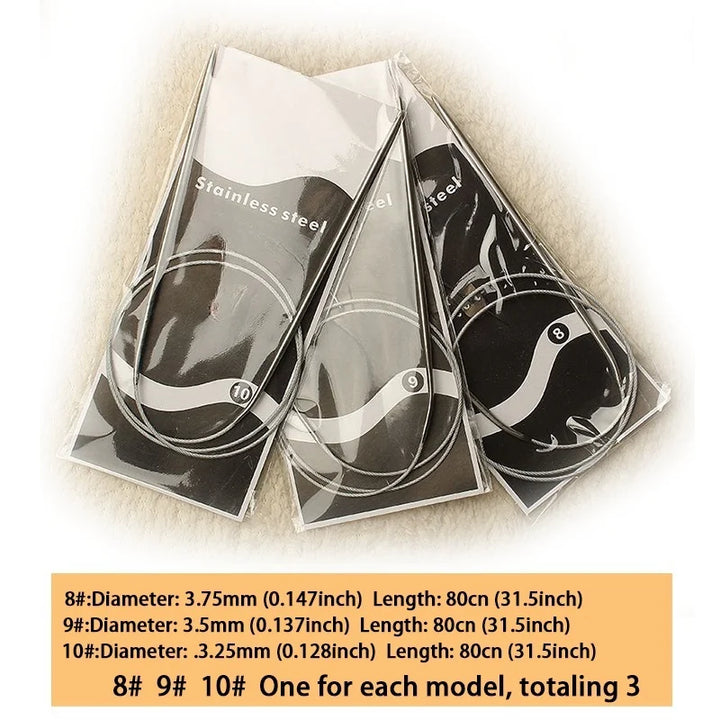 Stainless Steel Circular Knitting Needles – Metal Loop Needles for Sweaters, Scarves & DIY Knitting