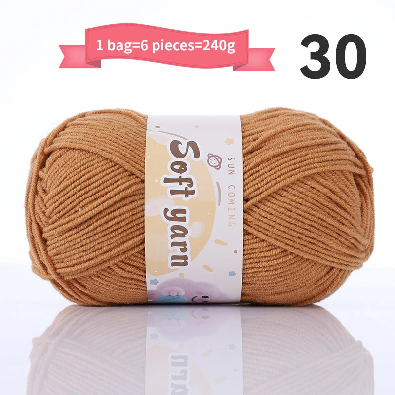 240g Medium-Thin Combed Yarn – Soft DIY Knitting & Crochet Yarn Balls (6 Pieces / Pack)