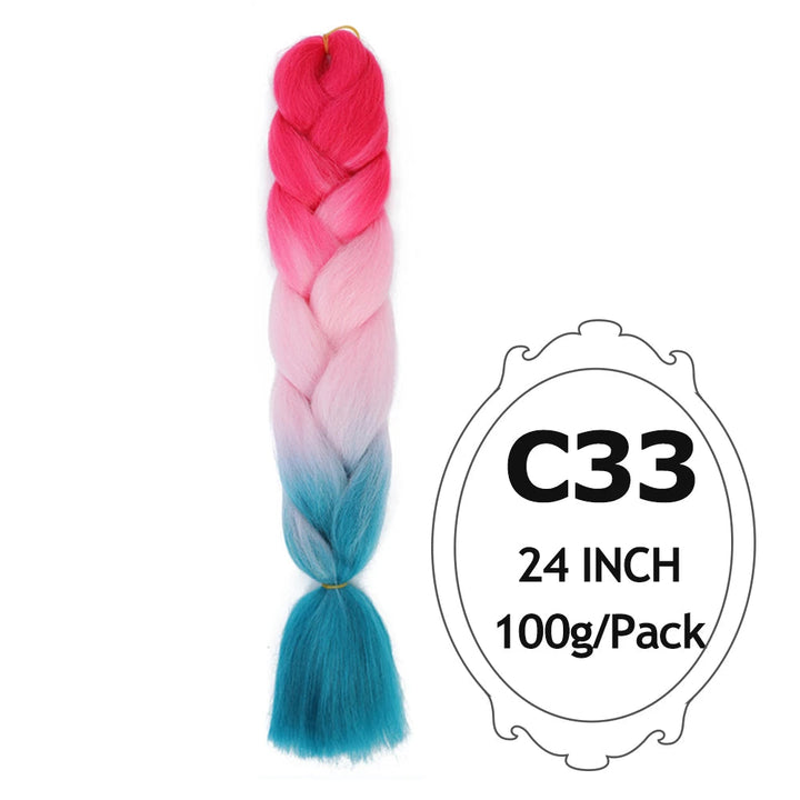 Ombre Braiding Hair 24 Inch – Colorful Jumbo Synthetic Braiding Hair Extensions for Women (Purple, Pink, White, Red, Blue)
