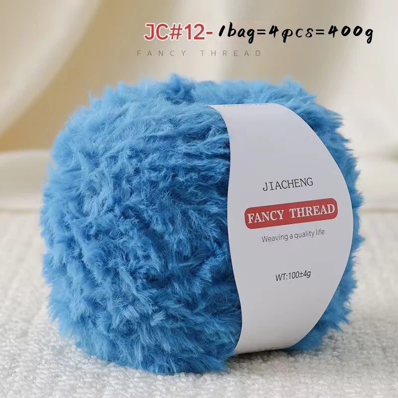 Imitation Fur Long-Haired Yarn – 400g Soft Beginner Knitting Yarn (4 Skeins Set)