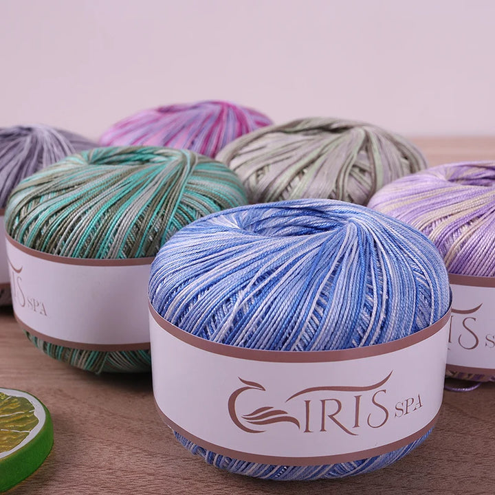 300g No.6 Mercerized Cotton Lace Yarn (6 Pieces) – Gradient Dyed Crochet Yarn for Shawls, Summer Sweaters & Knitwear