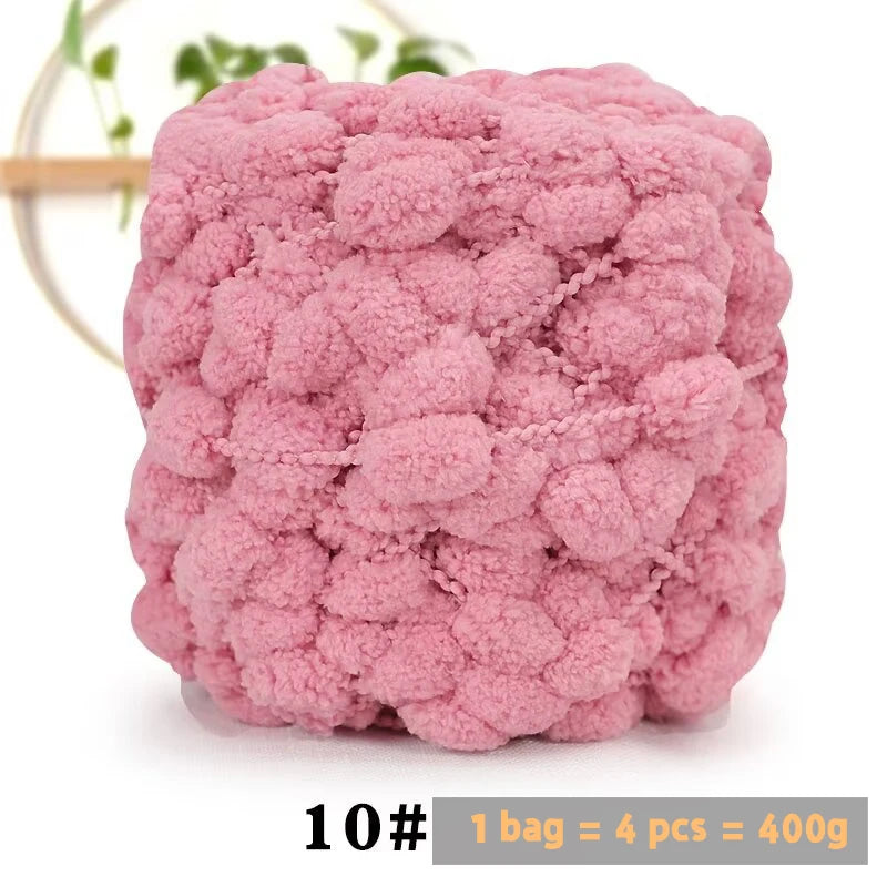 Super Soft Bean Yarn – Plush Polyester Chunky Yarn for Blankets, Cushions, Hats & DIY Crafts (400g, 4pcs Pack)