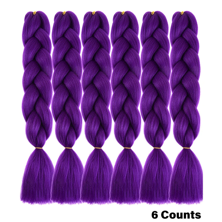 Ombre Crochet Braiding Hair – 6 Packs Synthetic Colorful Extensions for Women & Girls | High-Temperature Fiber