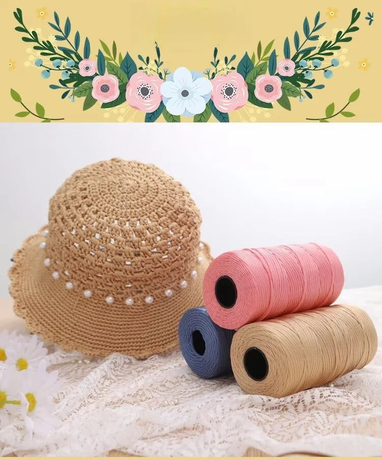 250g Lightweight Flat Ribbon Yarn – Hollow Crochet Yarn for Summer Hats, Bags & DIY Crafts