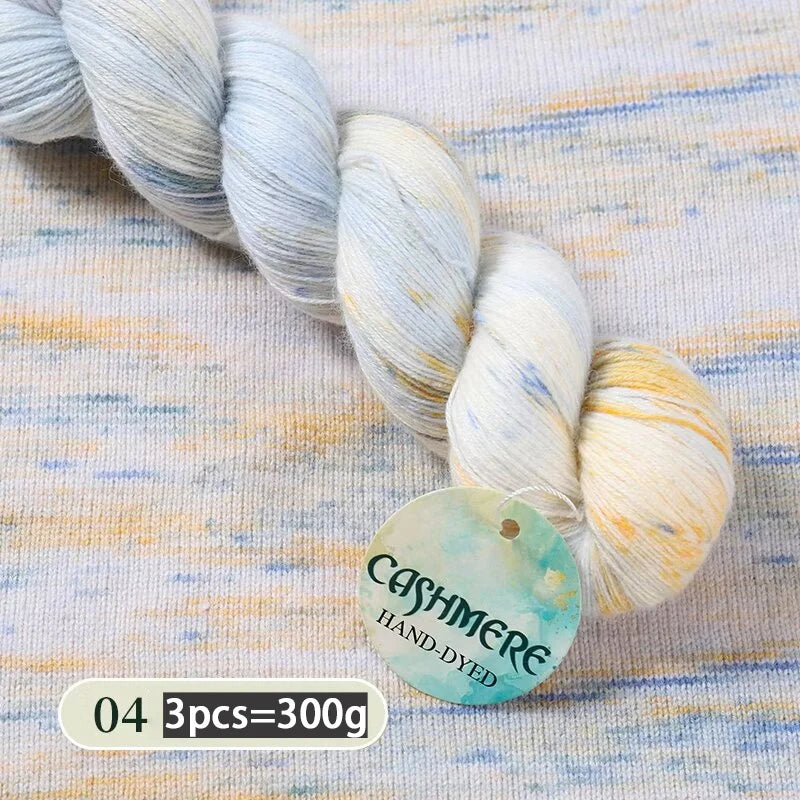 Light Luxury Hand-Dyed Cashmere Yarn – Medium-Thick Rainbow Gradient Yarn for Sweaters, Scarves & Winter Wear