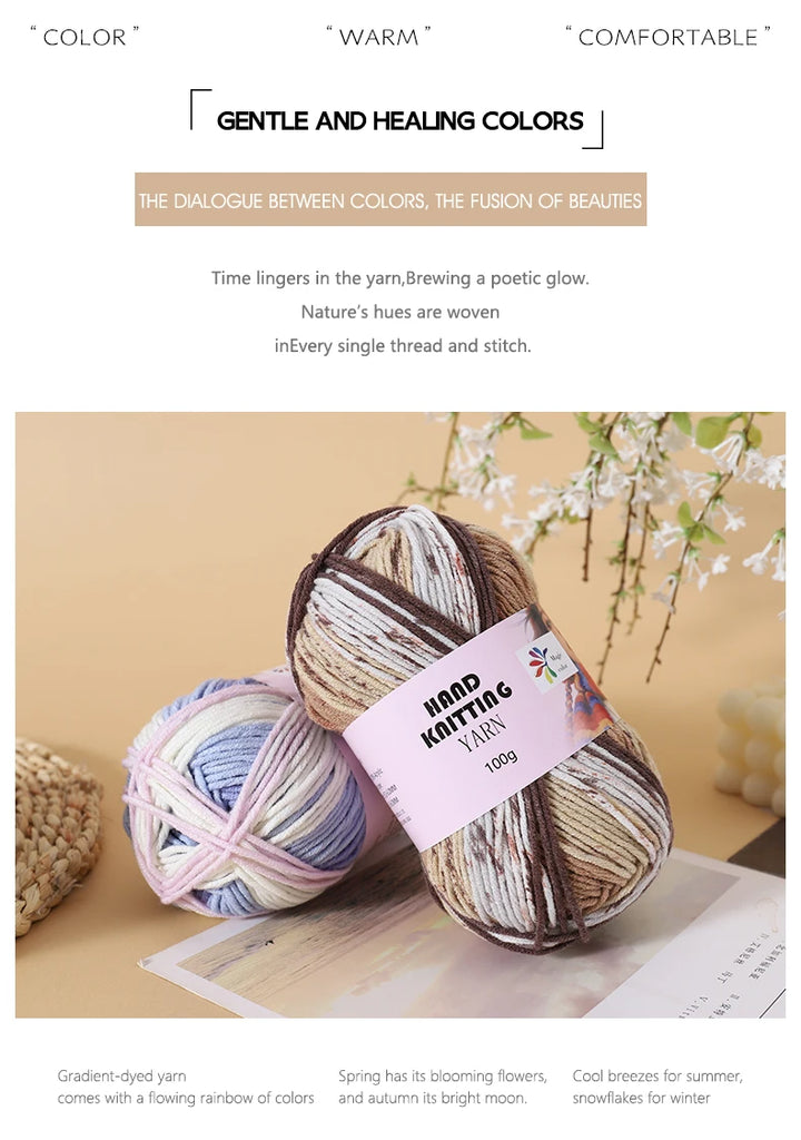 High-Quality 7-Strand Gradient Yarn – Medium-Thick Multi-Colored Yarn for Sweaters, Hats, Scarves & DIY Crafts
