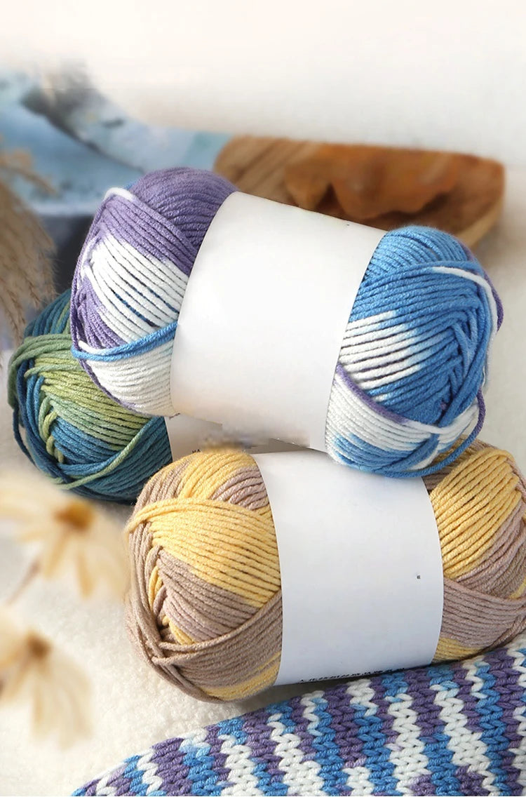 Colorful 6-Strand Gradient Yarn – Segment-Dyed Floral Pattern Yarn for Handmade Crafts