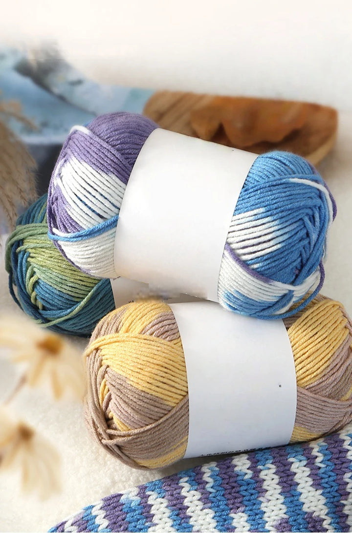 Colorful 6-Strand Gradient Yarn – Segment-Dyed Floral Pattern Yarn for Handmade Crafts