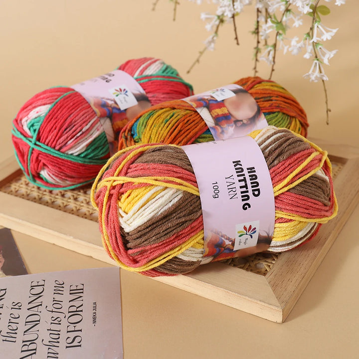 High-Quality 7-Strand Gradient Yarn – Medium-Thick Multi-Colored Yarn for Sweaters, Hats, Scarves & DIY Crafts