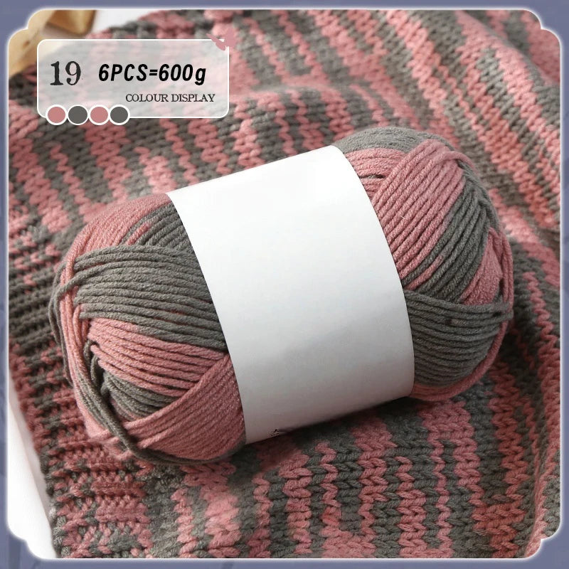 Colorful 6-Strand Gradient Yarn – Segment-Dyed Floral Pattern Yarn for Handmade Crafts