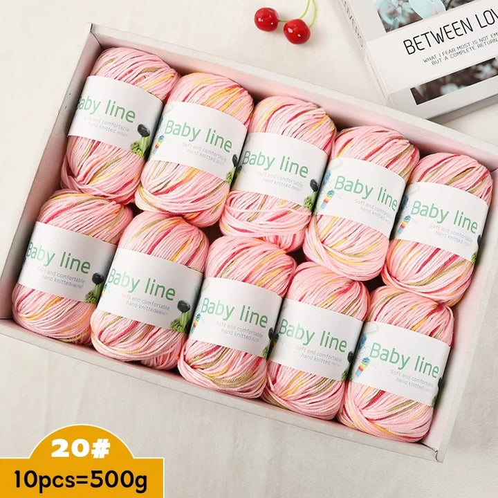 500g Soft Medium-Thick Knitting Yarn Set (10 Pieces) – Cozy Yarn for Sweaters, Hats, Scarves & Crochet Projects