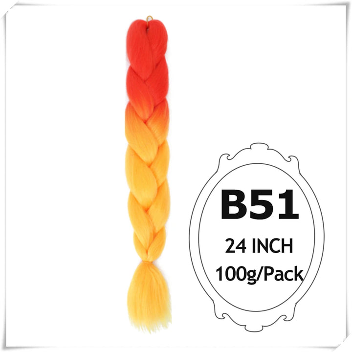 Pre-Stretched Jumbo Braiding Hair – 24 Inch Ombre Purple Synthetic Crochet Extensions for Women