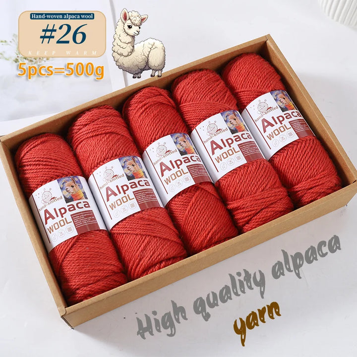 500g Alpaca Wool 245 Stick Stitch Yarn (5 Pieces) – Thick Knitting Yarn for Sweaters, Coats, Blankets & DIY Crafts