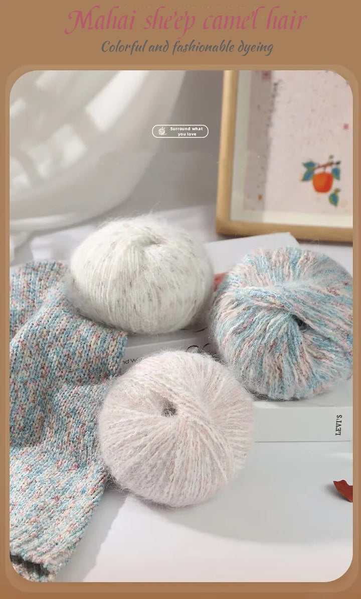 150g Colorful Dot Alpaca Mohair Yarn (3 Pieces) – Gradient Rainbow Knitting Yarn for Sweaters, Shawls, Hats & Scarves