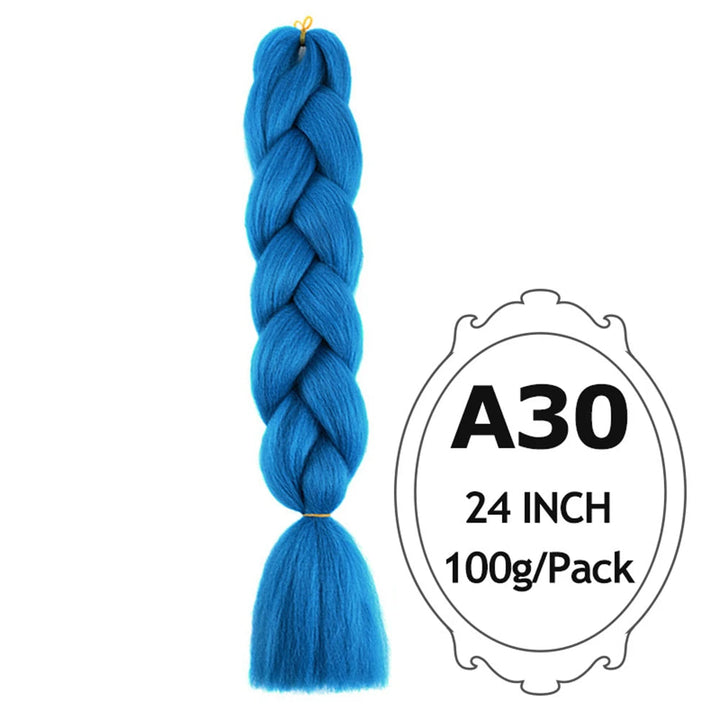 24" Pink Jumbo Braiding Hair – Yaki Texture Synthetic Bulk Extensions (Purple/Red/Green Options)
