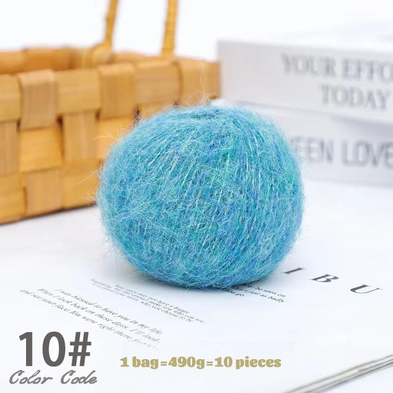 250g Long-Haired Mohair Yarn – Soft Fluffy Knitting Yarn for Sweaters, Scarves & Coats (10 Pieces/Bag)