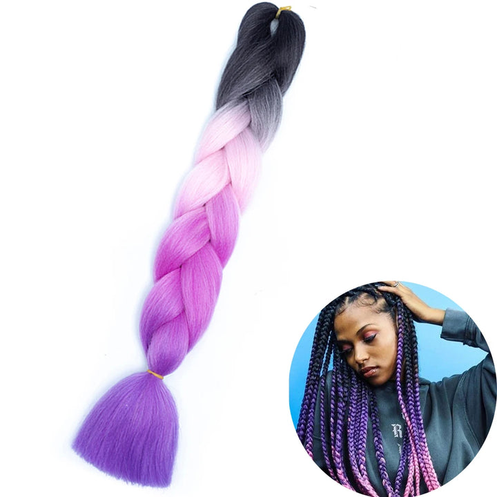 24 Inch Synthetic Jumbo Braiding Hair – Heat Resistant Ombre Extensions