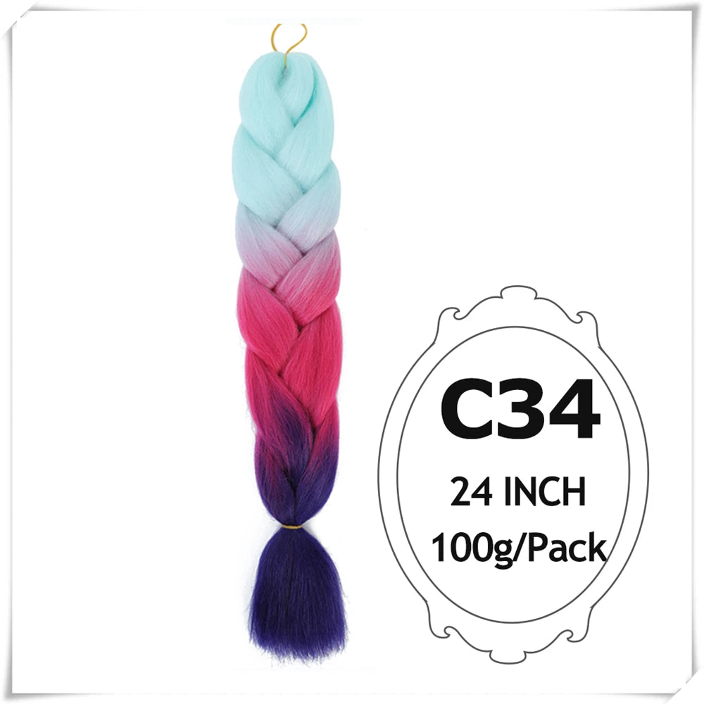 Pre-Stretched Jumbo Braiding Hair – 24 Inch Ombre Purple Synthetic Crochet Extensions for Women