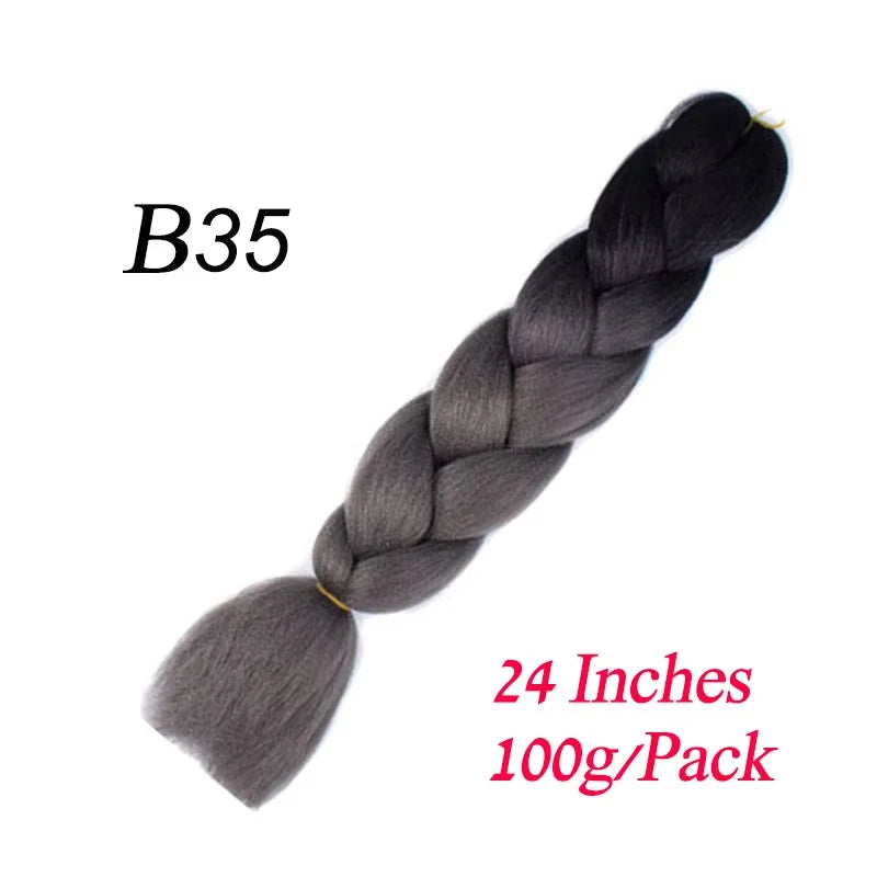 24 Inch Pre-Stretched Jumbo Braiding Hair – Synthetic Kanekalon Extensions for African Braids (100g) 444