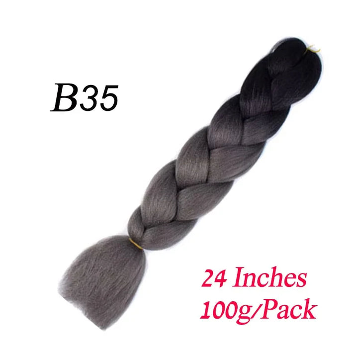 24 Inch Synthetic Ombre Braiding Hair – Jumbo Braid Extensions for DIY Hairstyles (Blue/Grey)