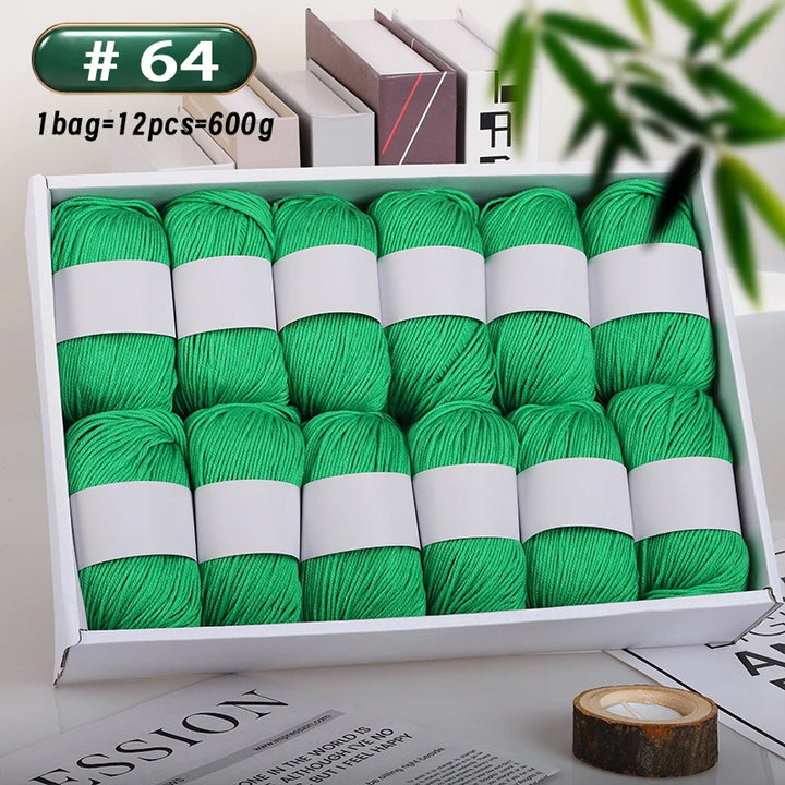 12-Piece Luxury Cashmere-Silk Yarn Set – Ultra-Soft Fluffy Yarn for Sweaters, Coats, Shawls & DIY Crafts (600g)