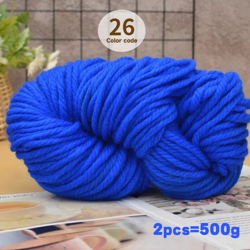 500g Extra Thick Polyester Yarn (2 Skeins) – Chunky Knitting Yarn for Sweaters, Hats, Cushions & DIY Crafts