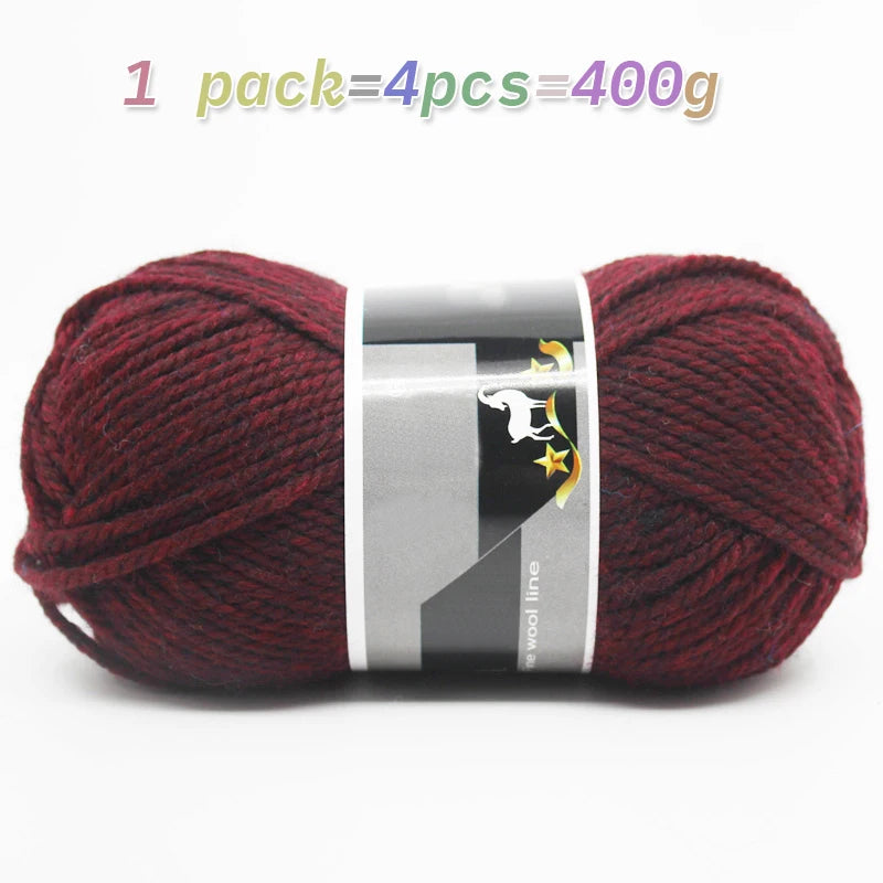 400g Thick Alpaca Wool Yarn – Chunky Knitting Yarn for Sweaters, Scarves, Hats & Coats (4 Skeins Pack)