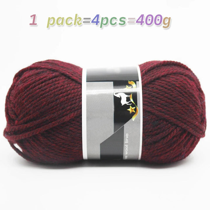 400g Thick Alpaca Wool Yarn – Chunky Knitting Yarn for Sweaters, Scarves, Hats & Coats (4 Skeins Pack)