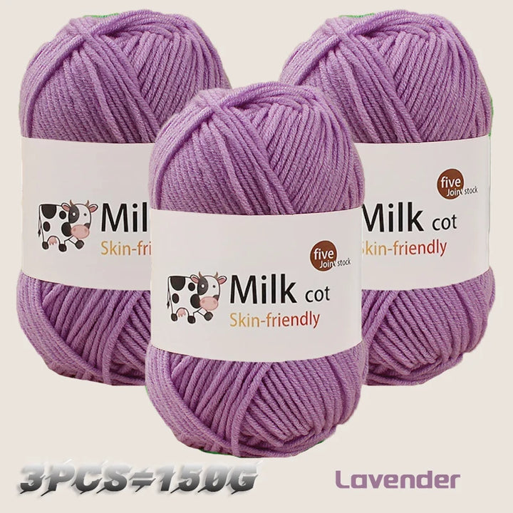 150g 5-Strand Milk Cotton Yarn – Soft Medium Thick Knitting & Crochet Yarn for Dolls, Sweaters, Hats & Scarves