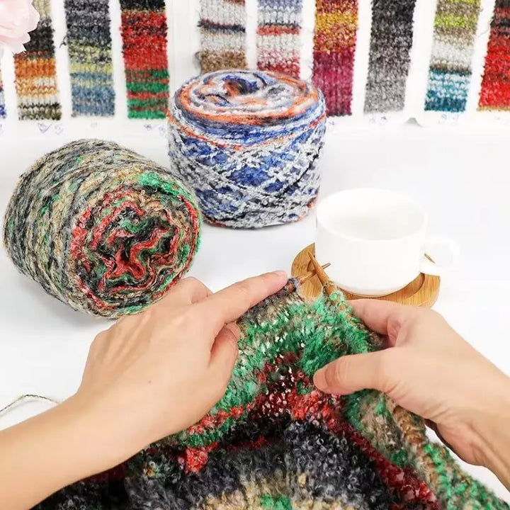 400g Rainbow Oil Painting Gradient Wool Yarn (4 Balls) – Long Color Gradient Yarn for Sweaters, Hats & Scarves