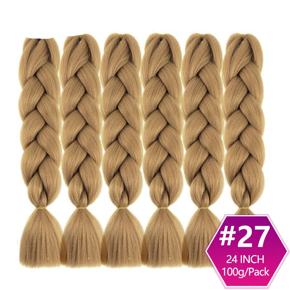 Five braided hair extensions with '#27' color and '24 Inch' length on a white background