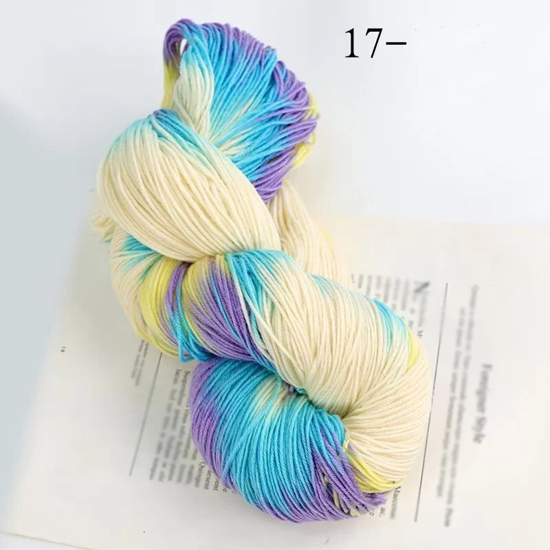 Segment-Dyed Rainbow Wool Yarn – Colorful Knitting Yarn for Sweaters, Scarves, Hats & Gloves