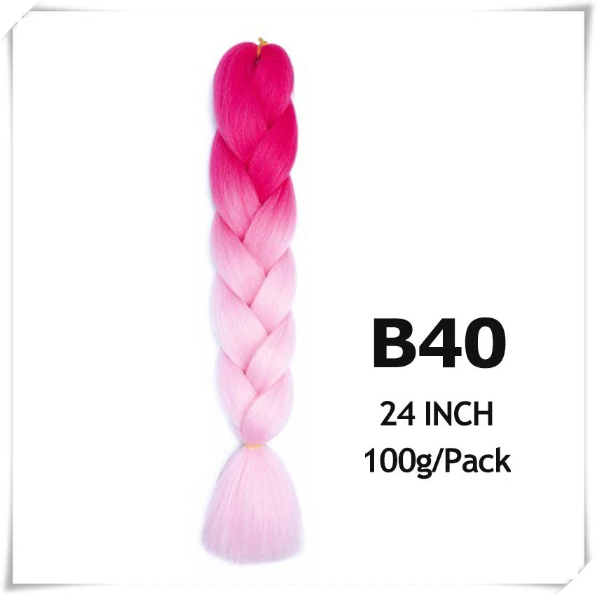 Pre-Stretched Jumbo Braiding Hair – 24 Inch Ombre Purple Synthetic Crochet Extensions for Women